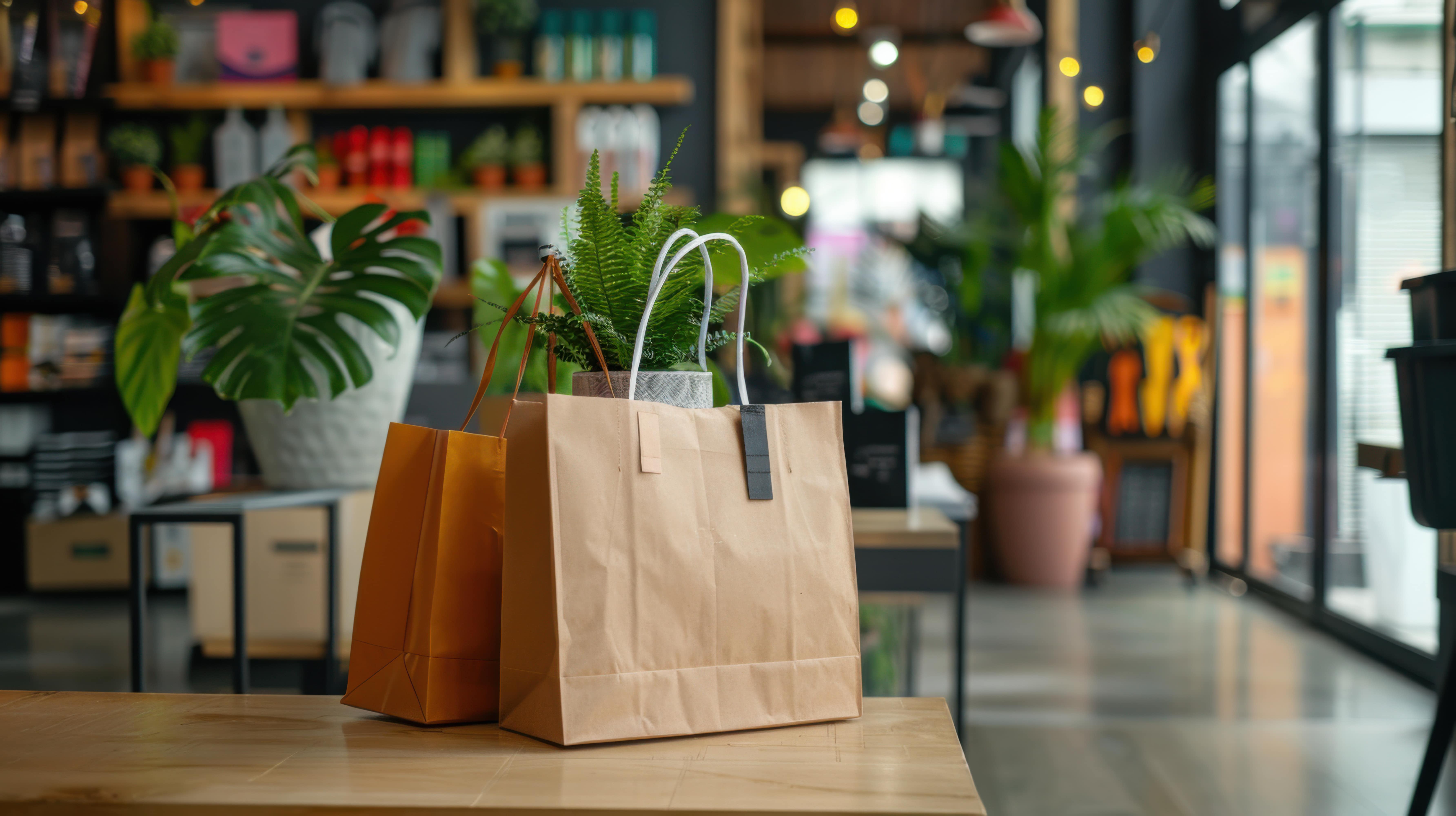 Sustainable shopping bags with plants