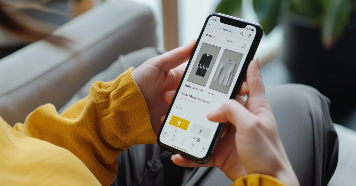 Woman shopping on smartphone close up